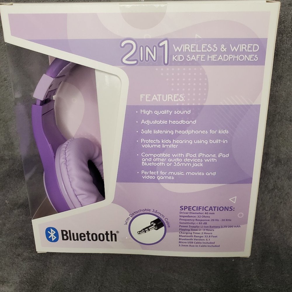 2 in 1 Wireless & Wired Kid Safe Headphones